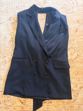 Boohoo Black Sleeveless Blazer Mini Dress With Bow In Back